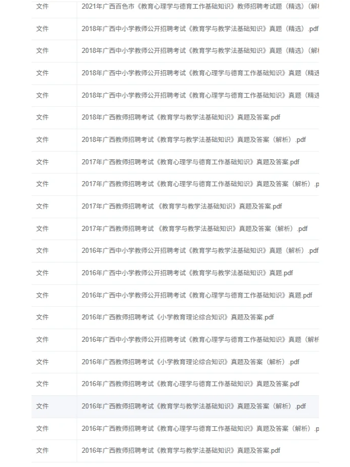 广西防城港市中小学教师招聘笔试真题及资料