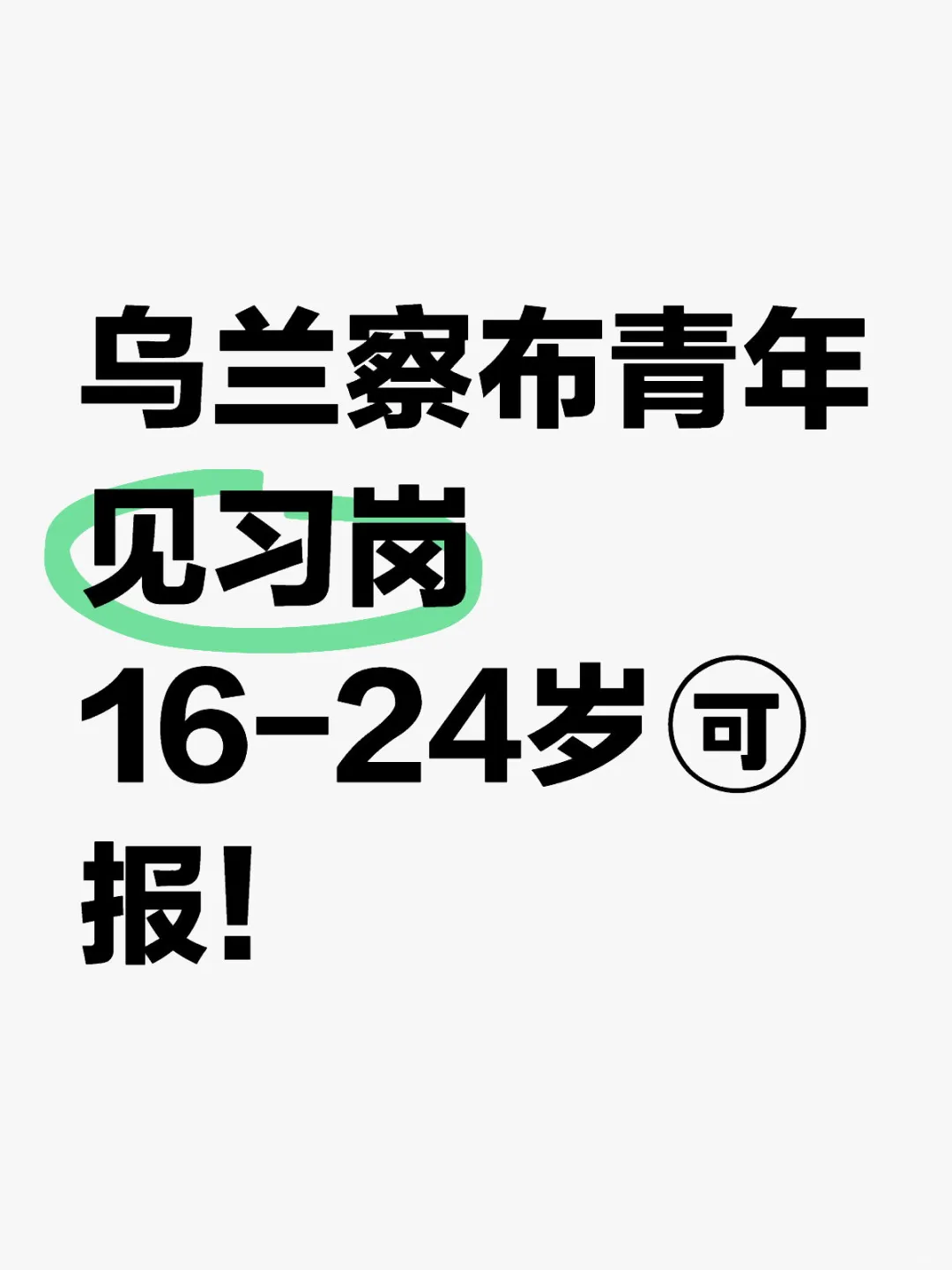 乌兰察布青年见习岗招聘！