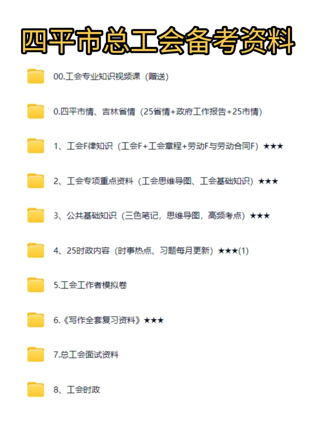 25四平市总工会招聘笔试面试备考资料