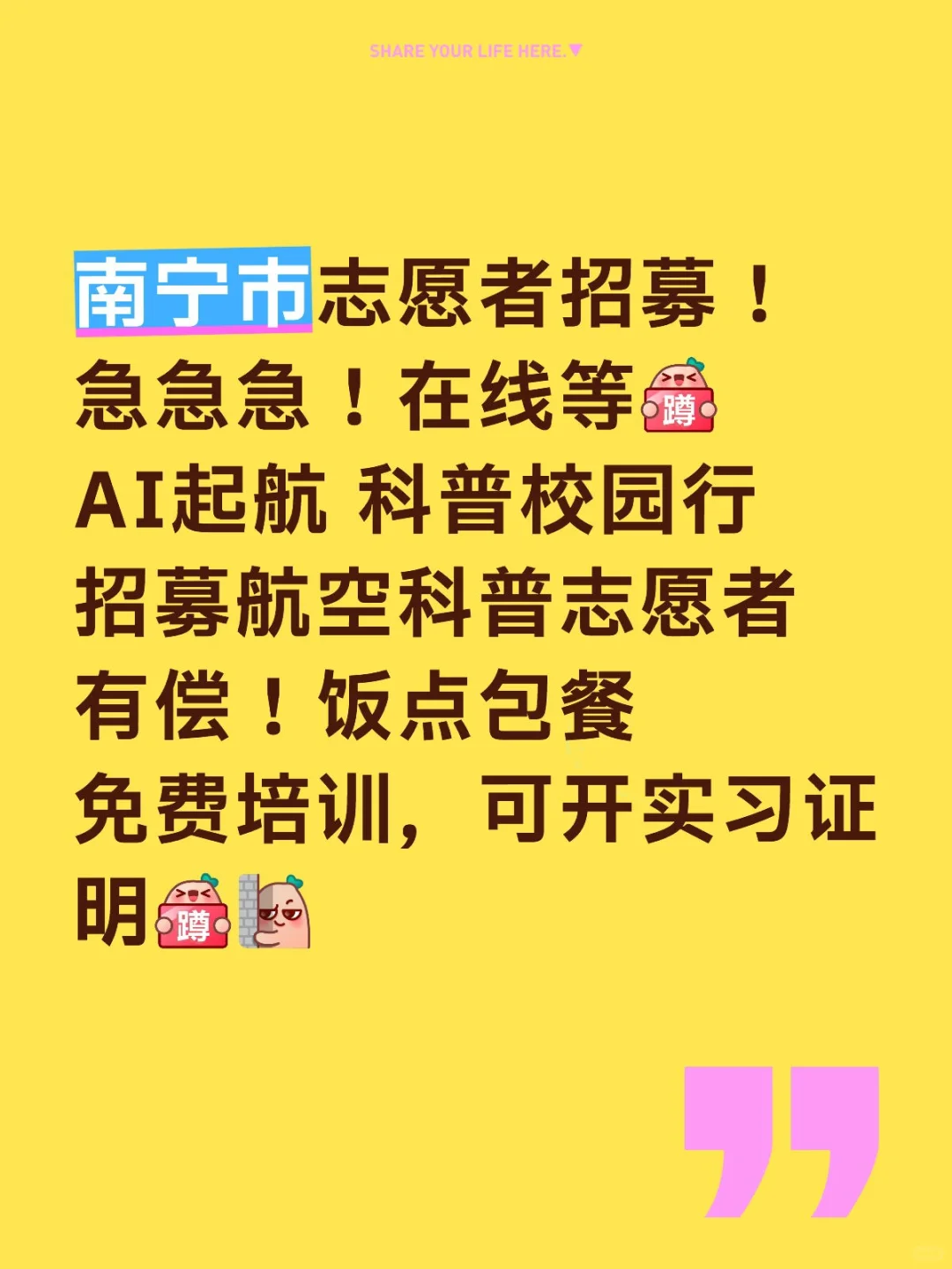 志愿者招募！