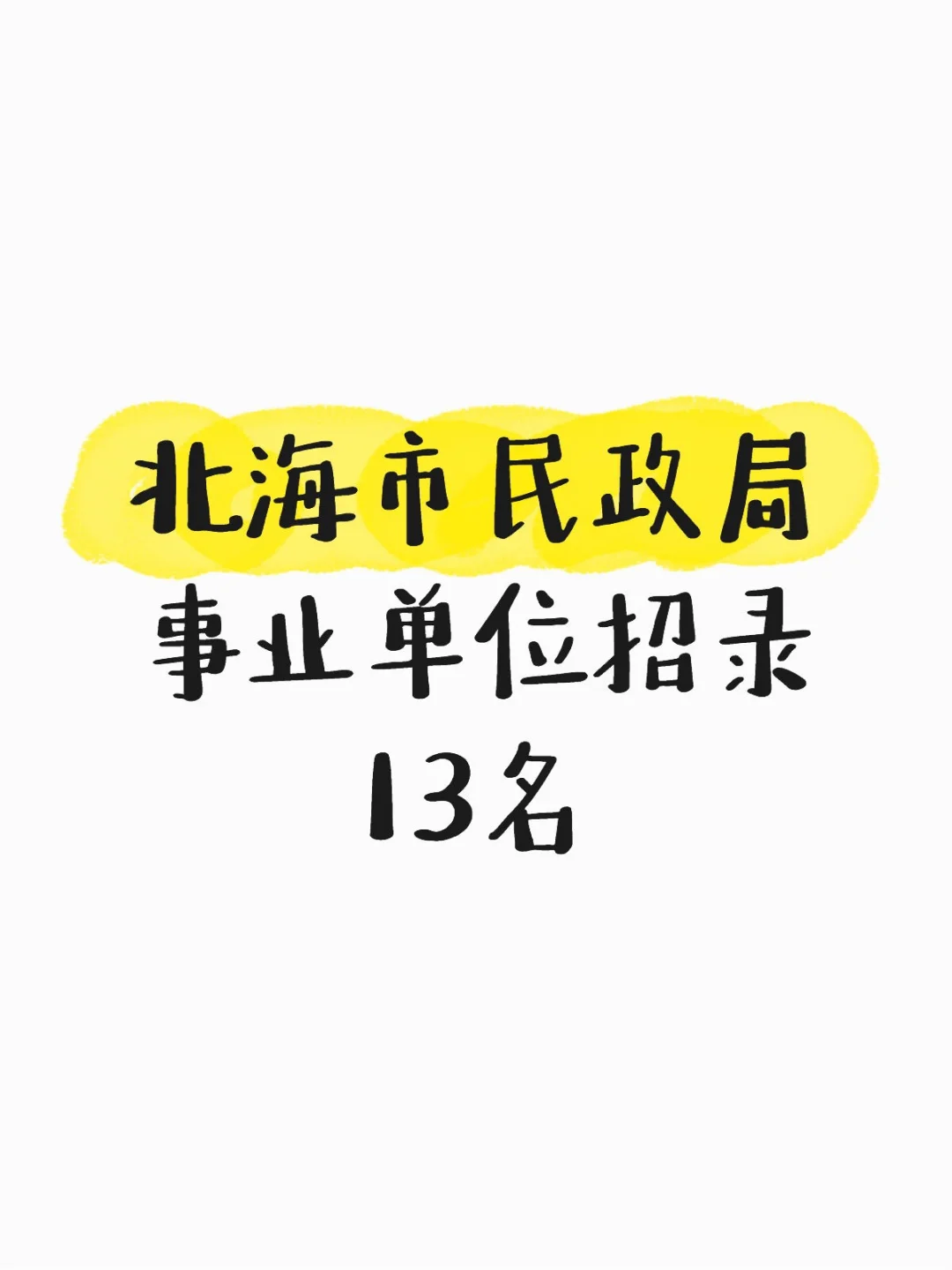 北海市民政局事业单位招录13名