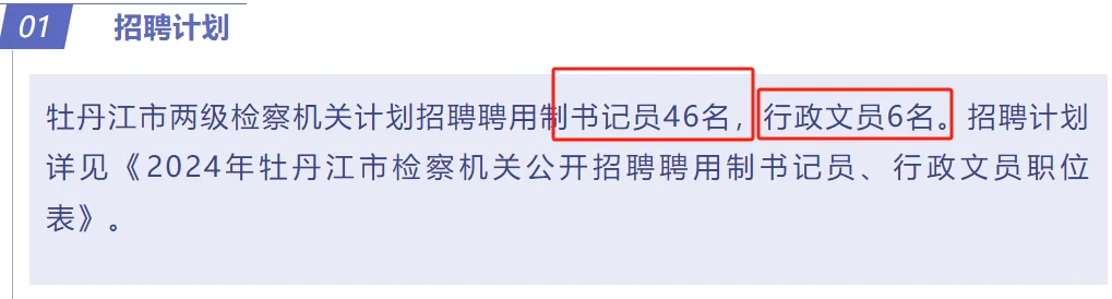 牡丹江市检查机关书记员和行政文员招聘啦