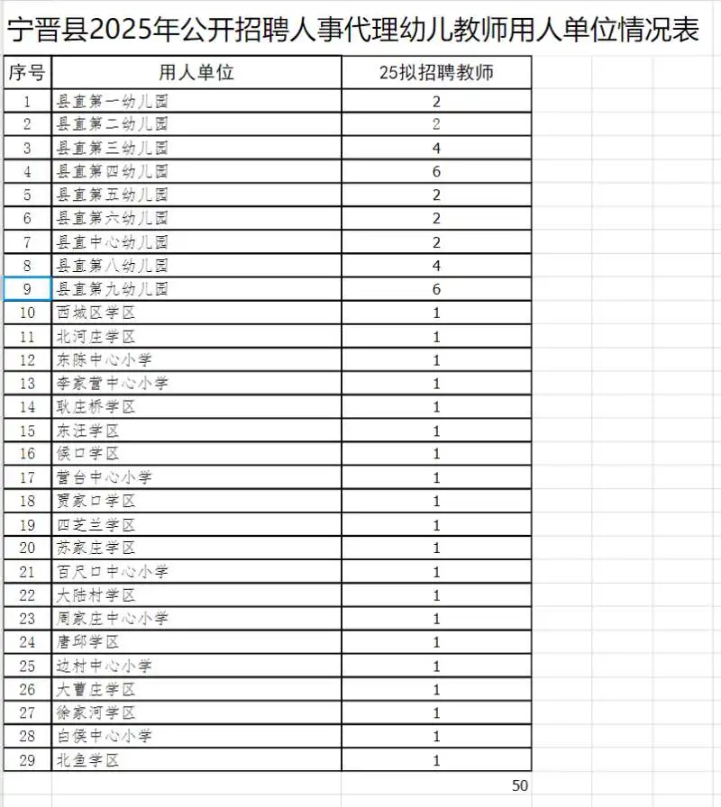 宁晋县2025年公开招聘幼儿教师岗位