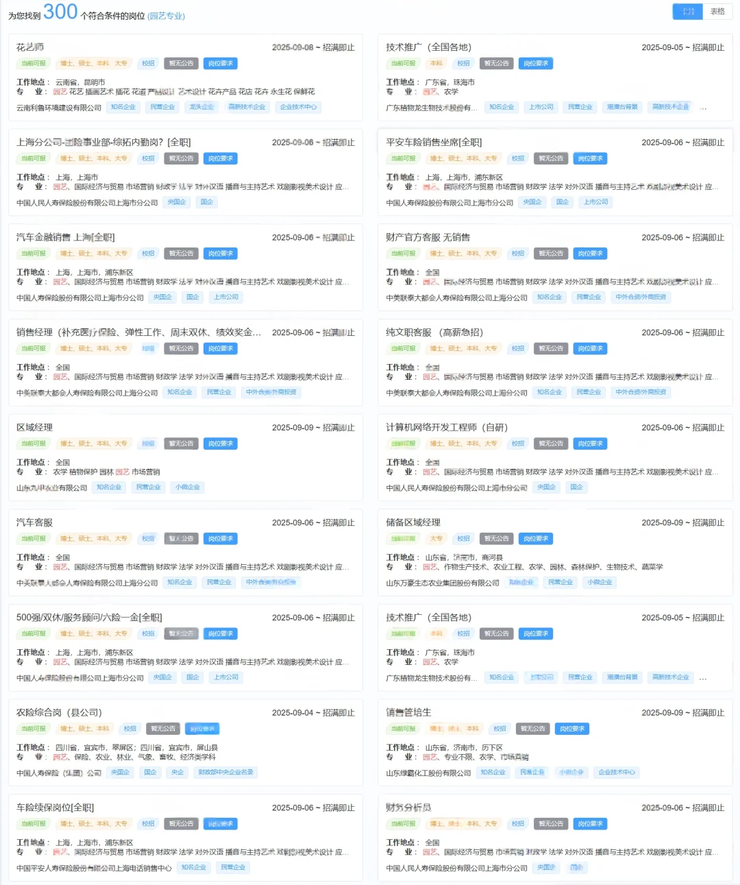 园艺专业9月秋招可投的央国企岗位来了