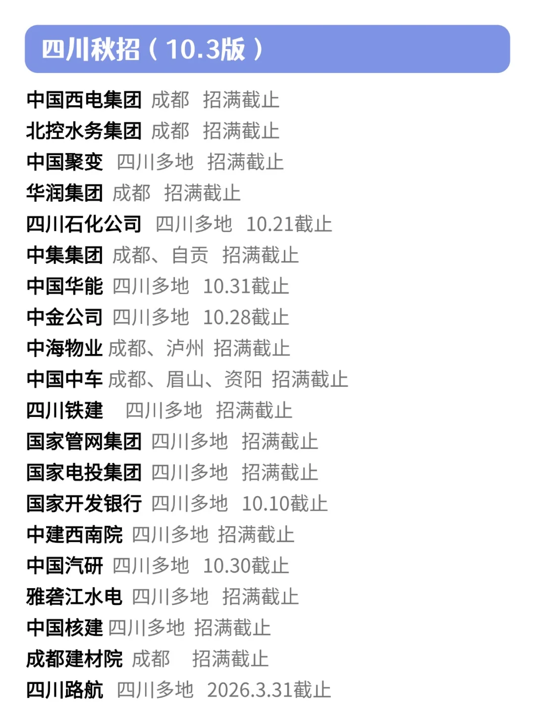 10月份四川秋招大大大面积扩招！👊