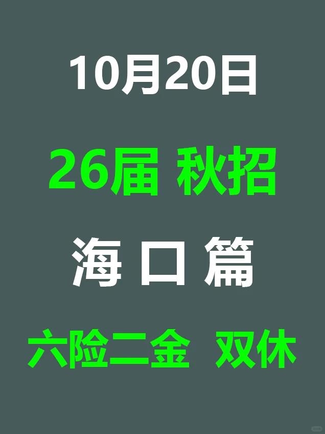 10月20日 海口秋招突然爆发，急招免笔试