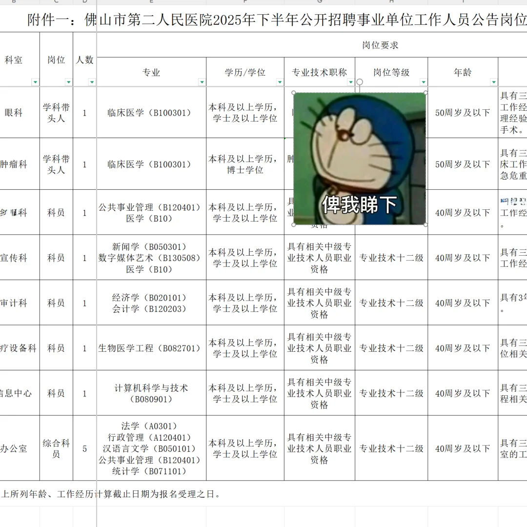 佛山市第二人民医院招聘多名工作人员