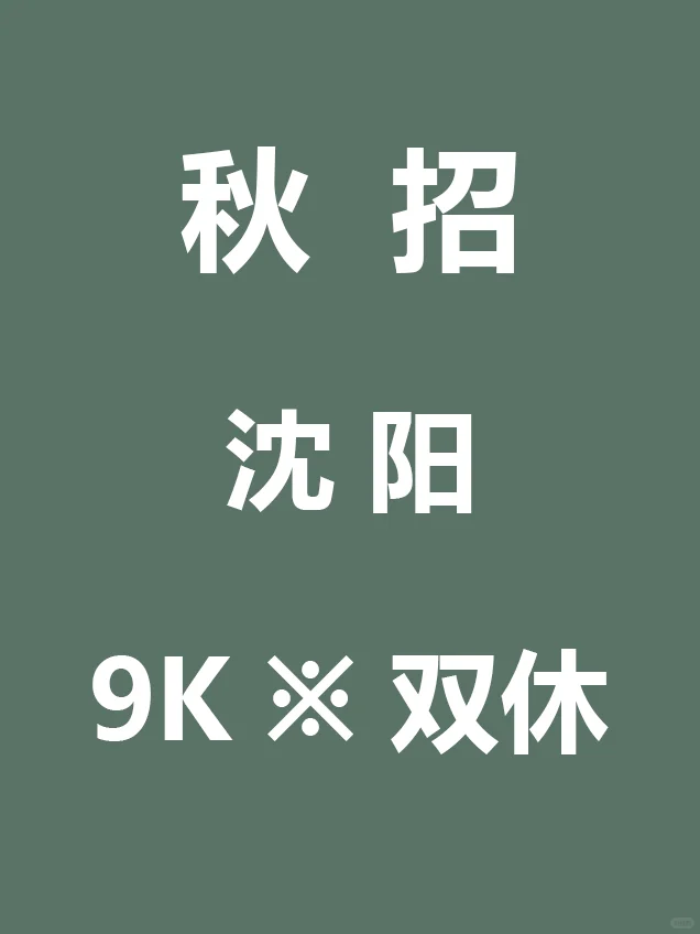 8.18 沈阳秋招突然集中爆发啦，要早投
