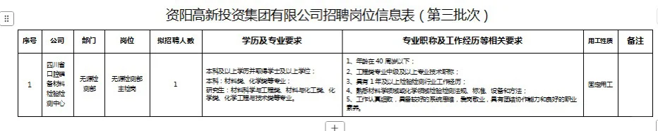 资阳高投集团招聘