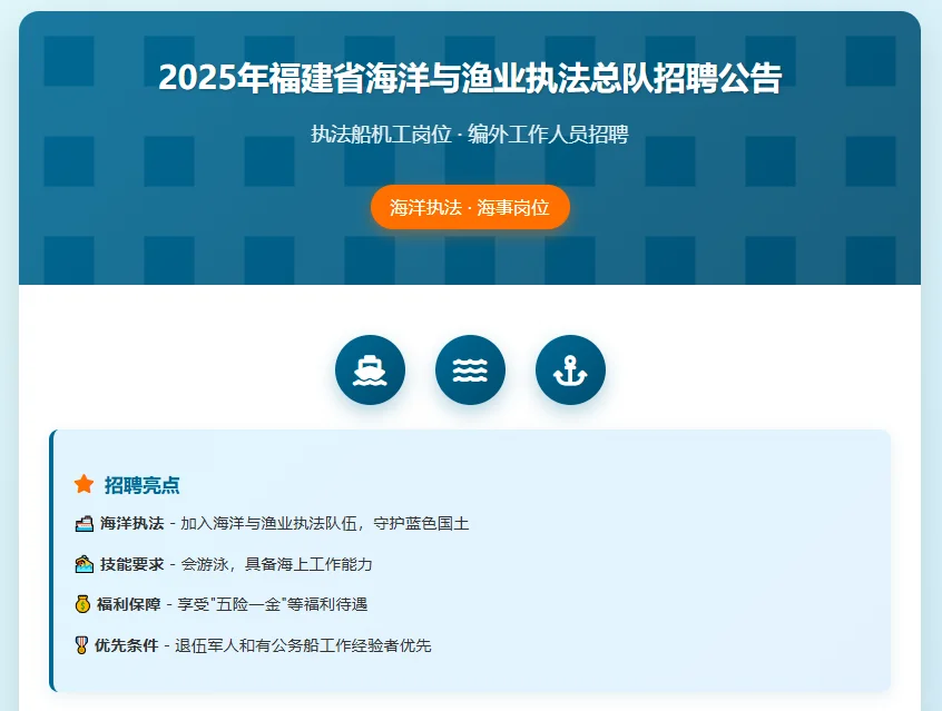 福建海洋与渔业招聘啦!