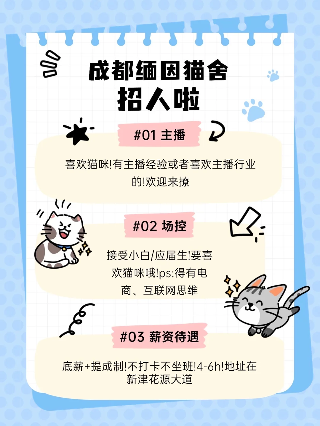招人啦！有没有喜欢猫咪的主播呀？