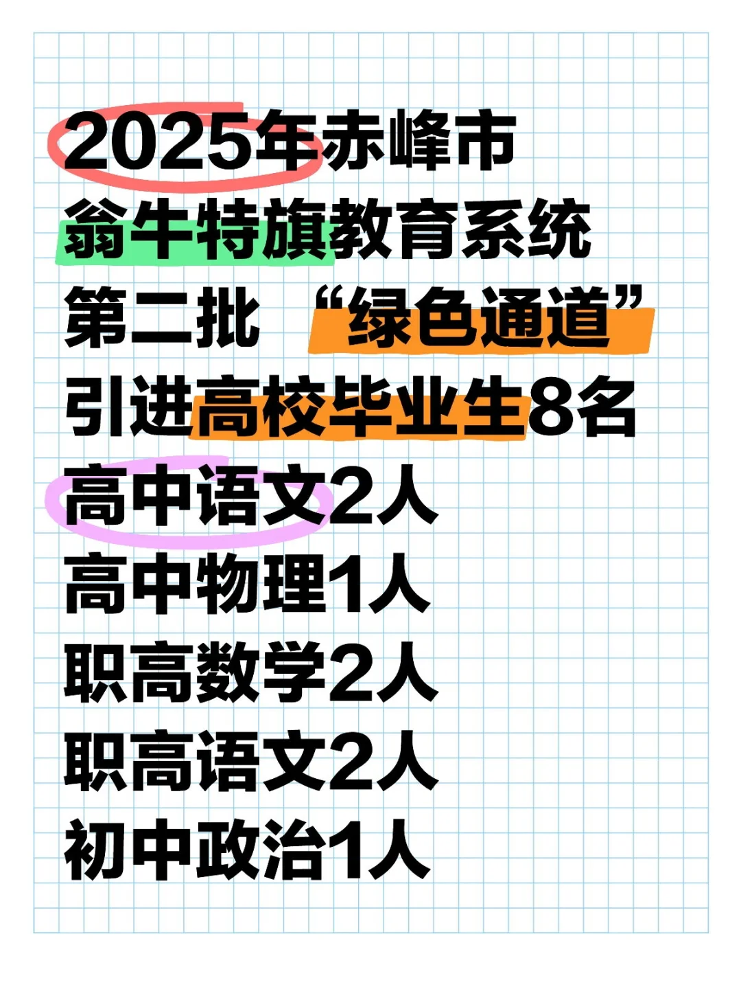 赤峰翁牛特旗人才引进来啦