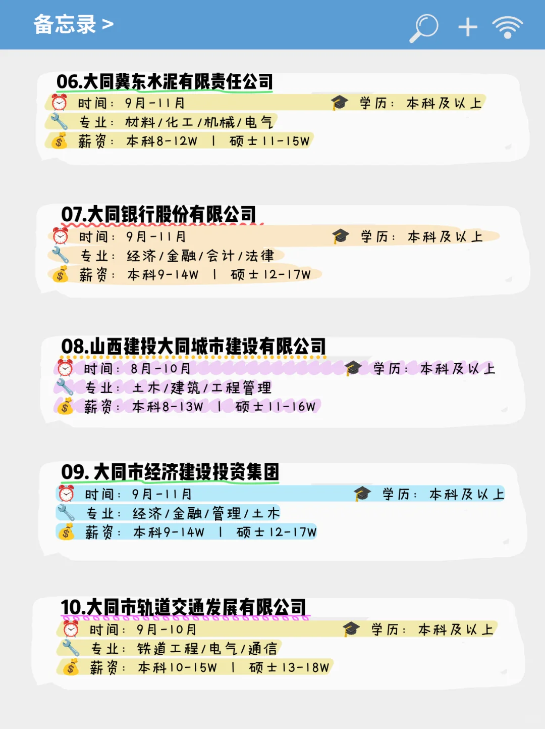 应届生可投友好企业——大同篇！！