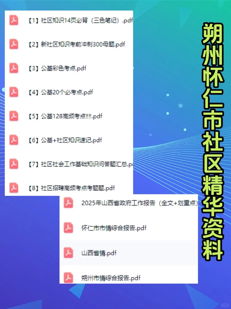 2025朔州怀仁市社区工作者招聘考试备考资料