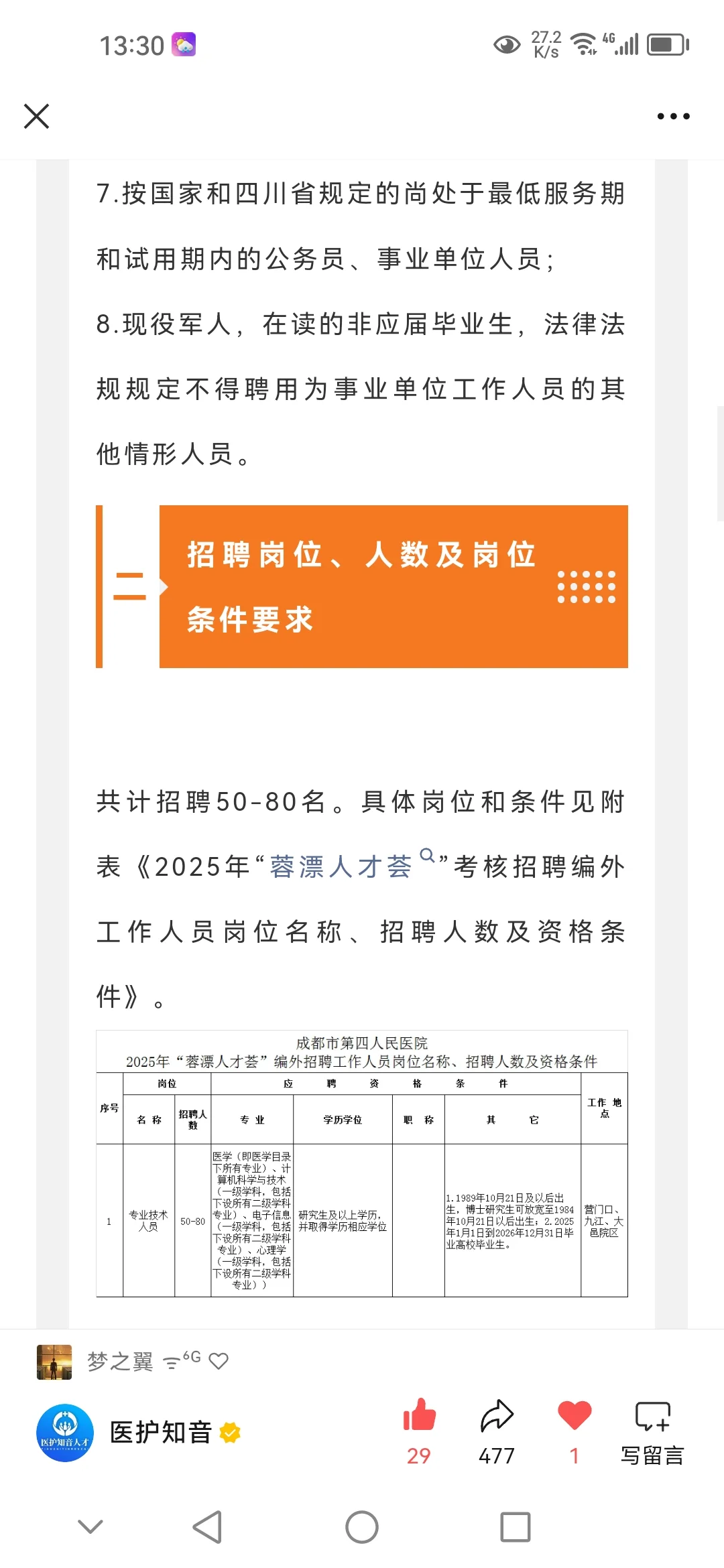 成都市第四人民医院2025年考核招聘50多人
