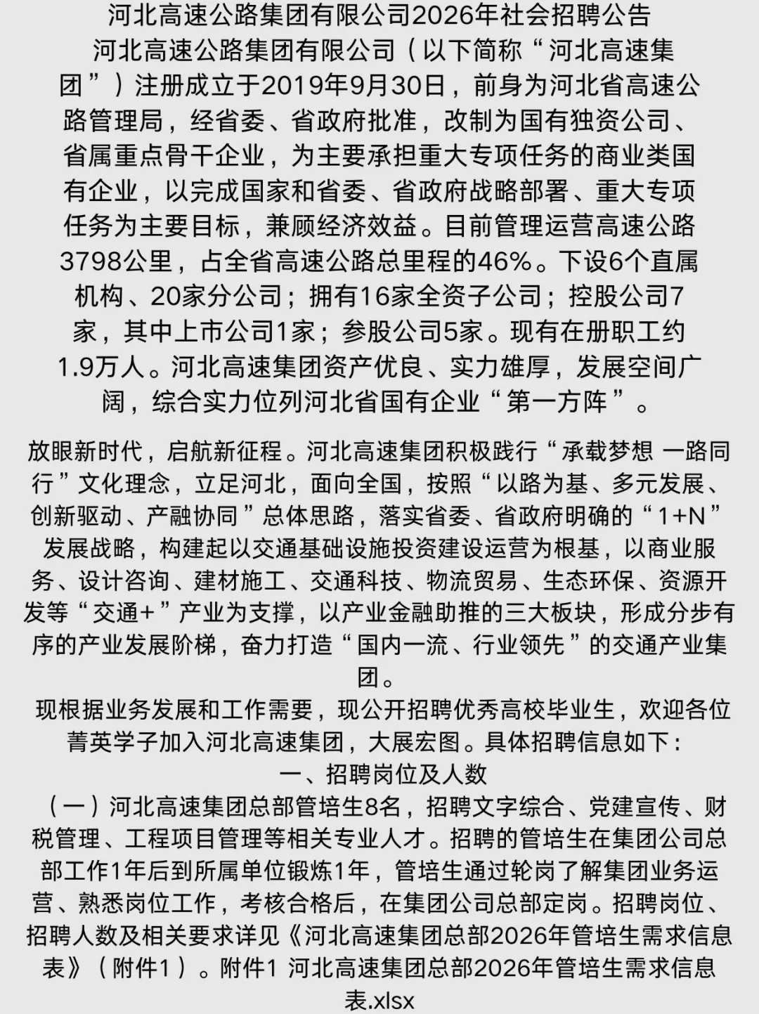 高速公路集团2026年招聘公告
