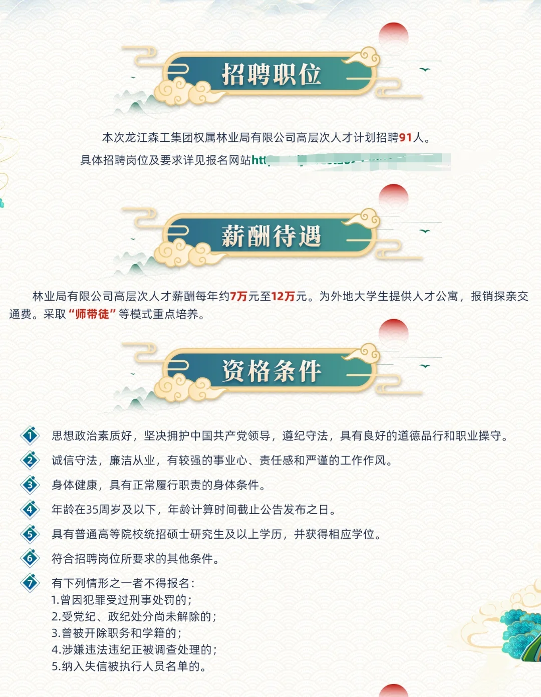 7-12W/年！龙江森工集团权属林业局招聘91