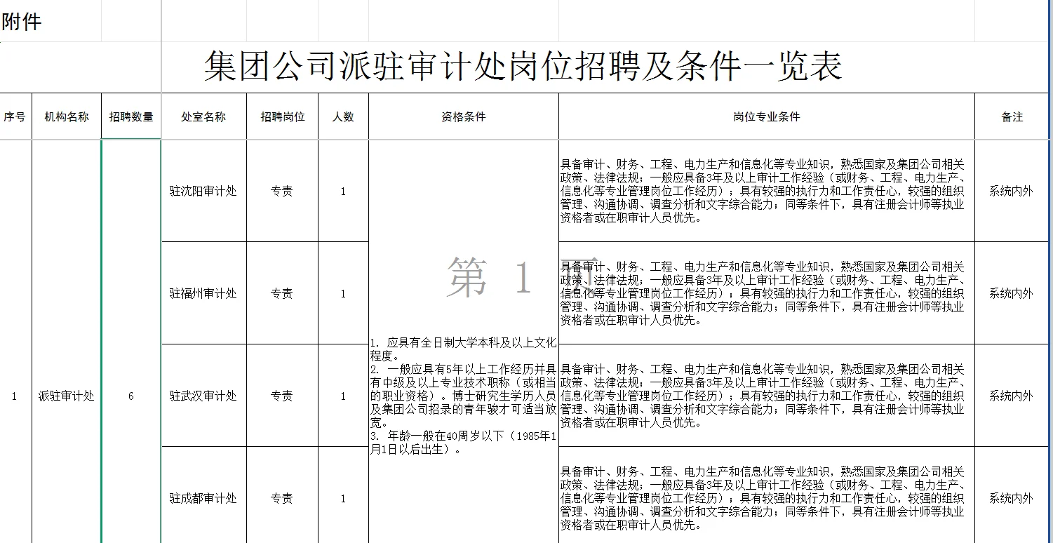 【社招】中国华电集团有限公司派驻审计处