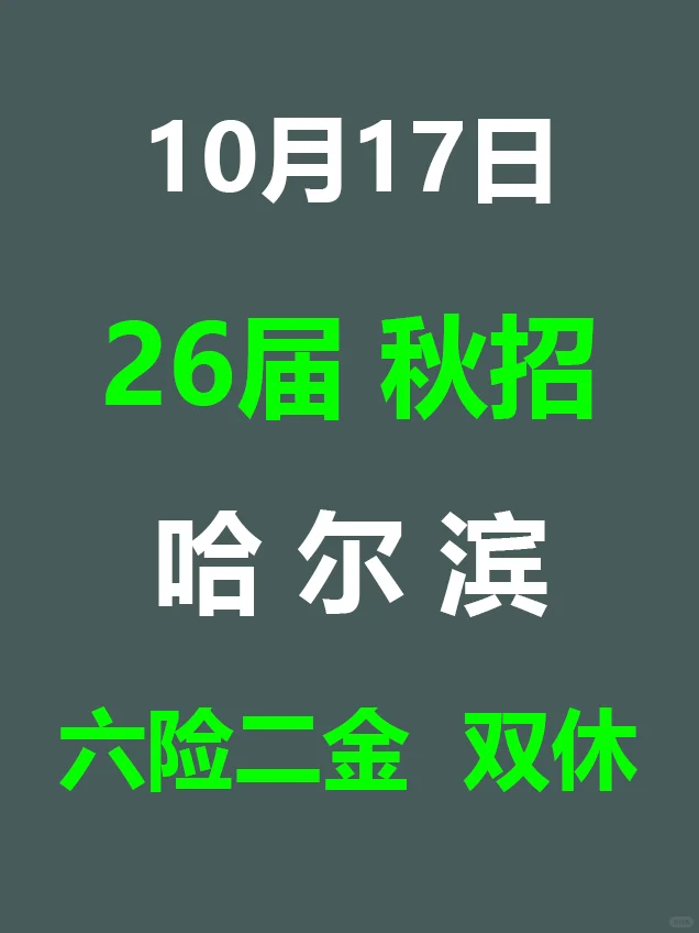 10月17日 哈尔滨26秋招集中爆发，岗位真棒