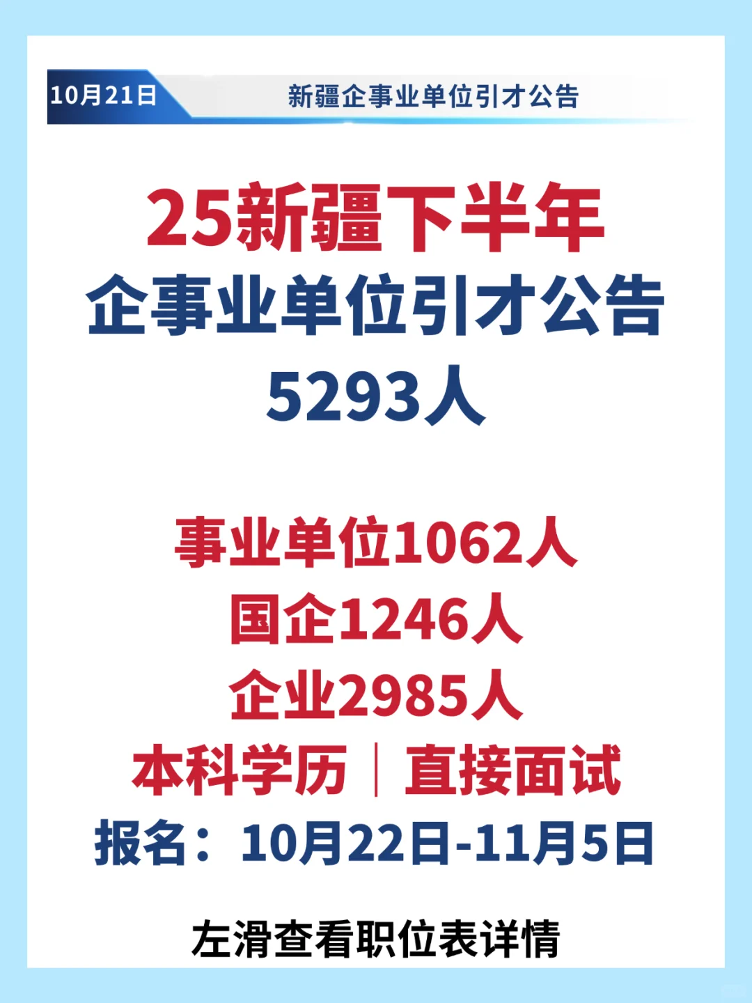 新疆下半年企事业单位引才5293人｜直接面试