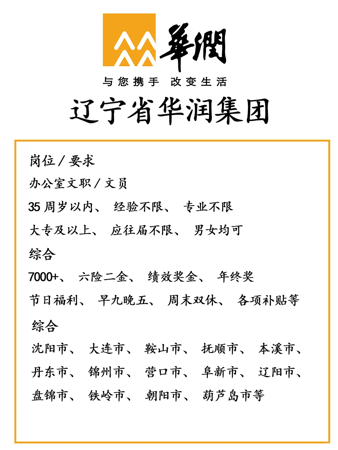 寻找你的加入辽新华润！