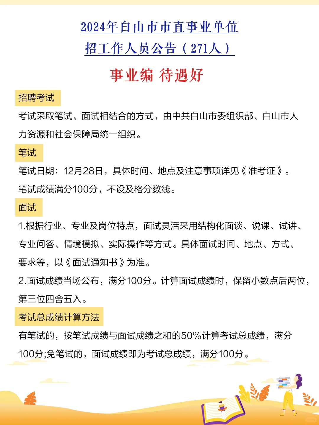 吉林省内事业单位招271人
