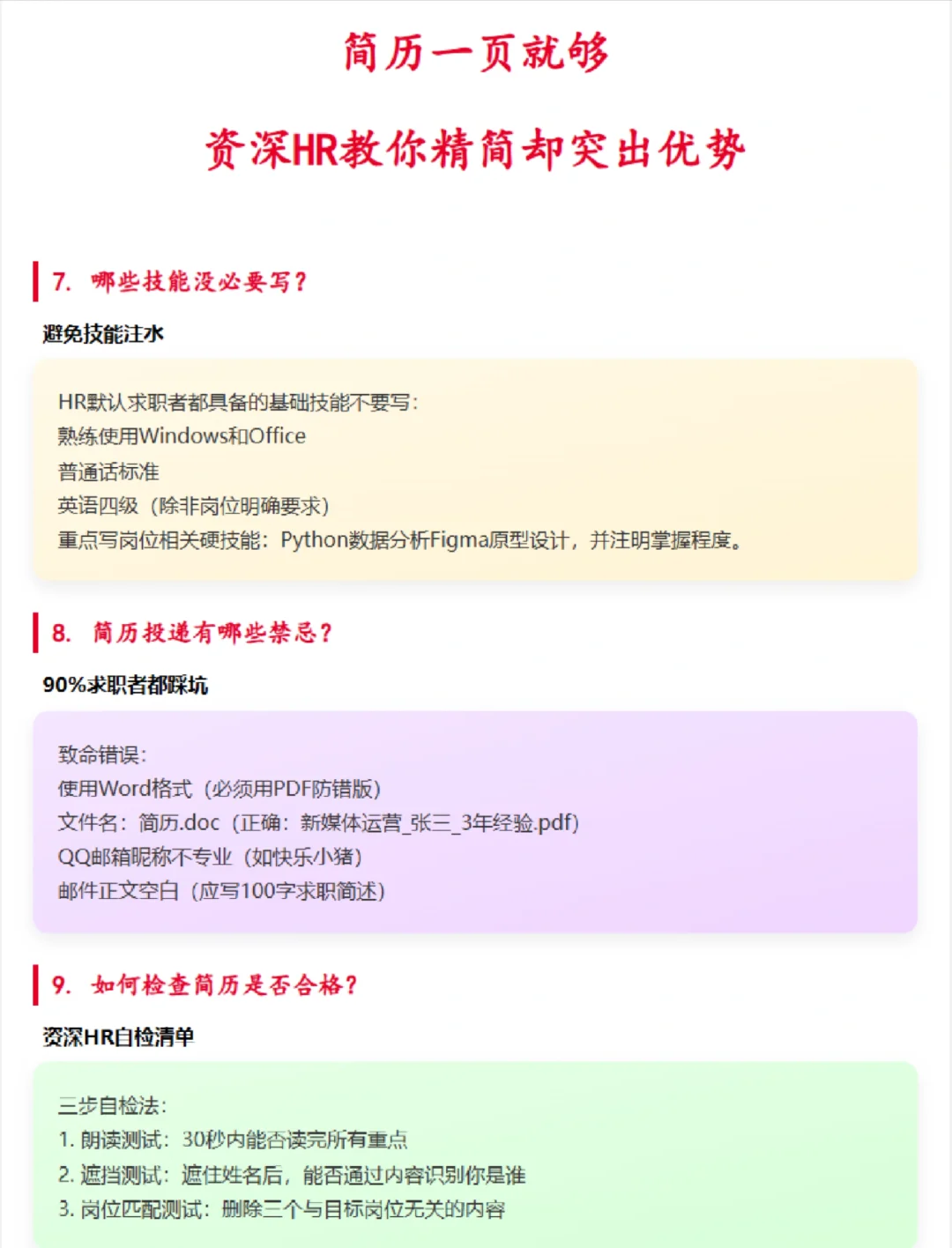 简历一页就够了