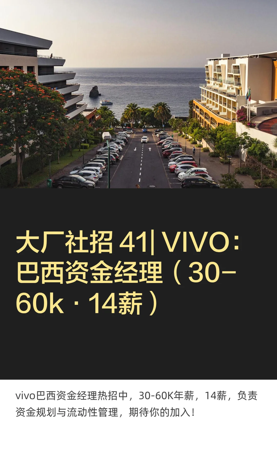 大厂社招41| VIVO:巴西资金经理(30-60k)