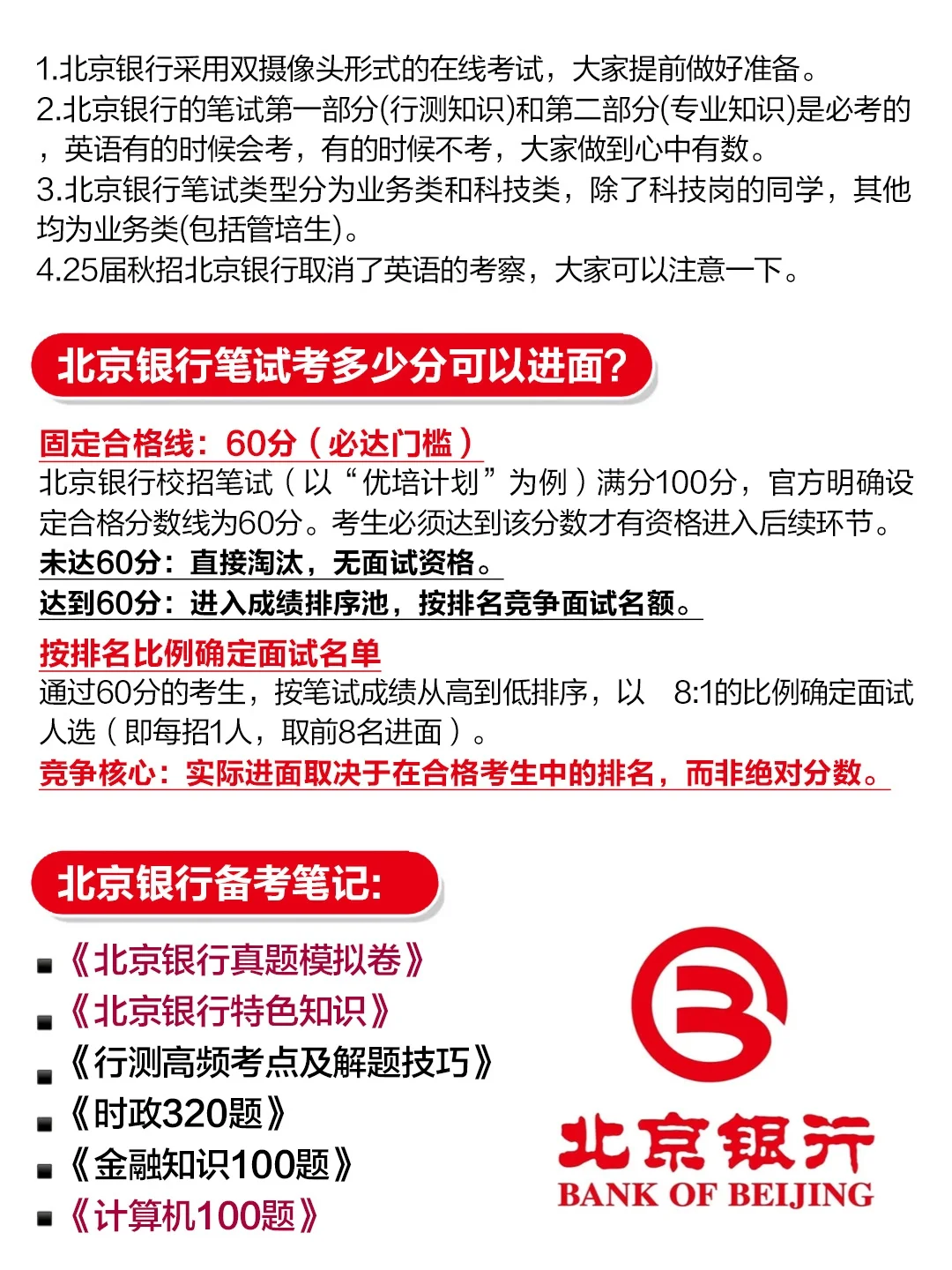 北京银行笔试通知已出，就这600母题
