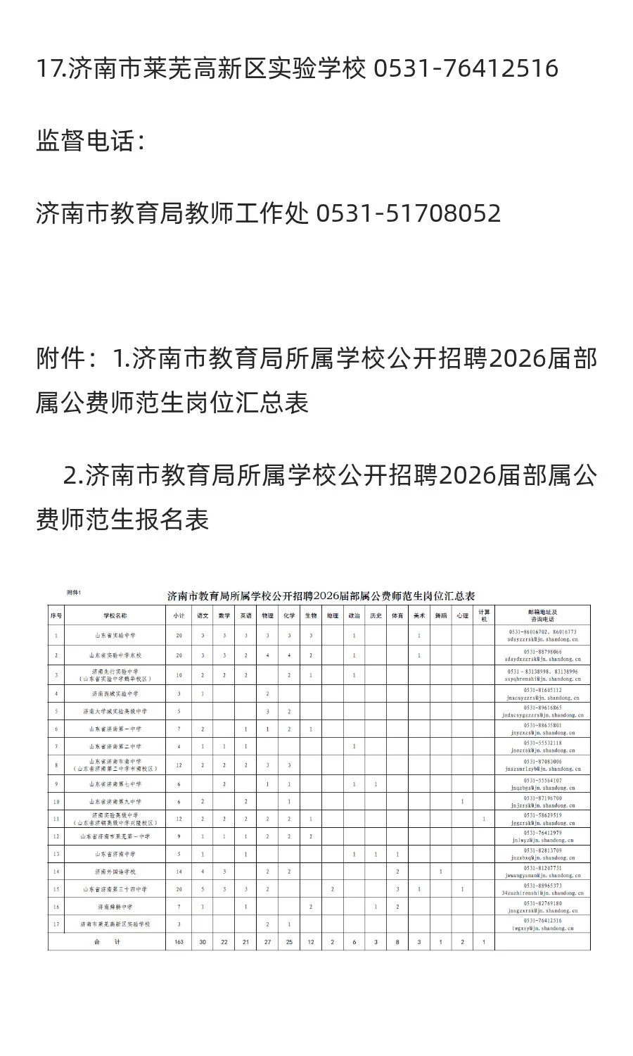 济南市教育局所属学校公开招聘2026届部属公