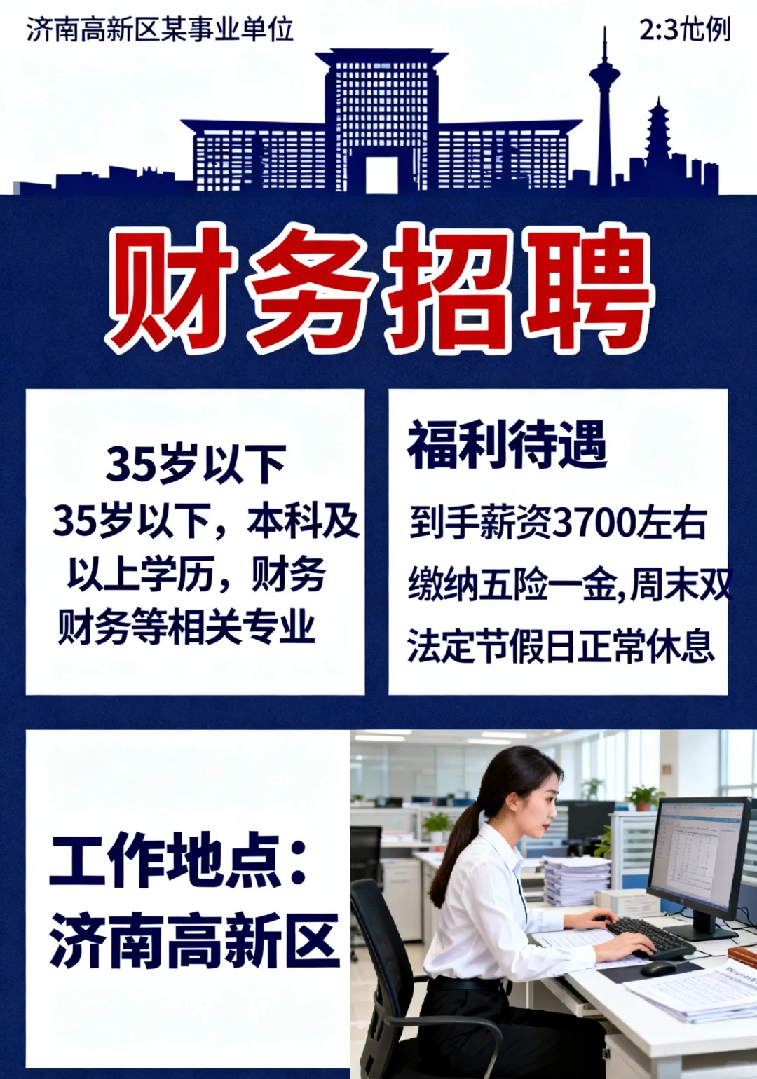 济南高新区某事业单位 招聘财务 会计