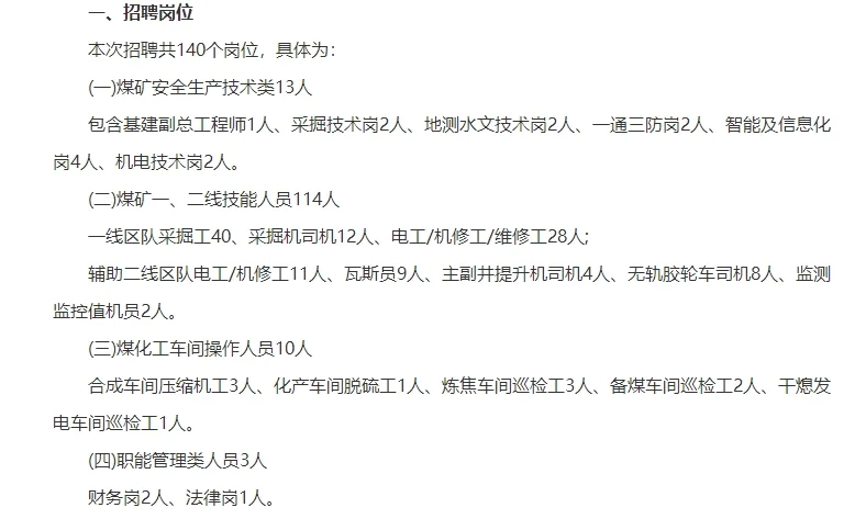 2025中煤集团山西有限公司社会招聘140人