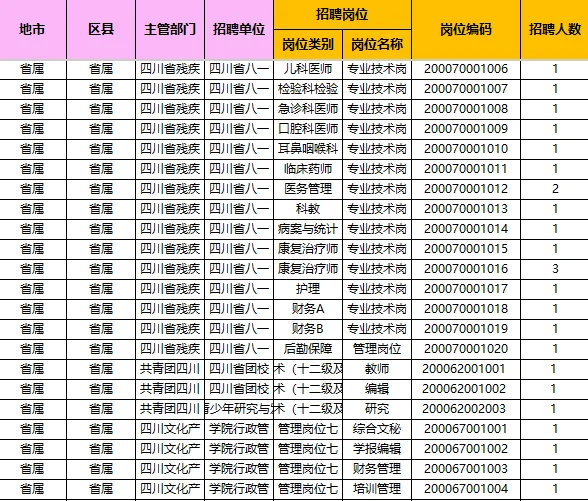 2025四川绵阳事业单位招聘126人岗位表