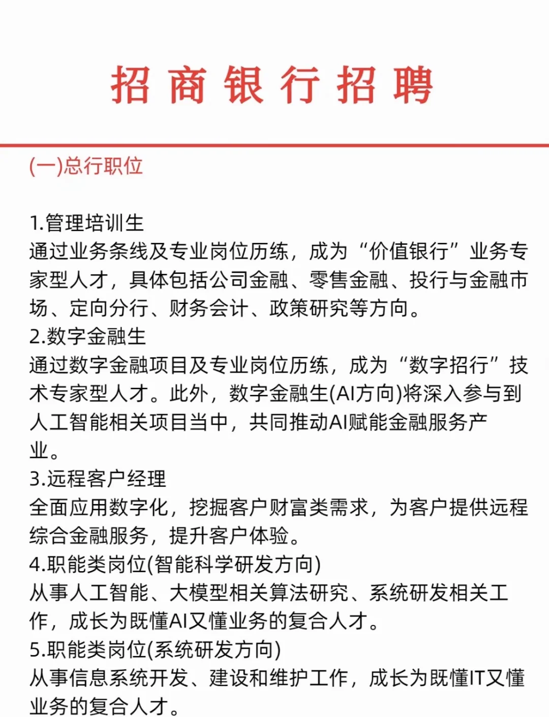 招商银行招聘
