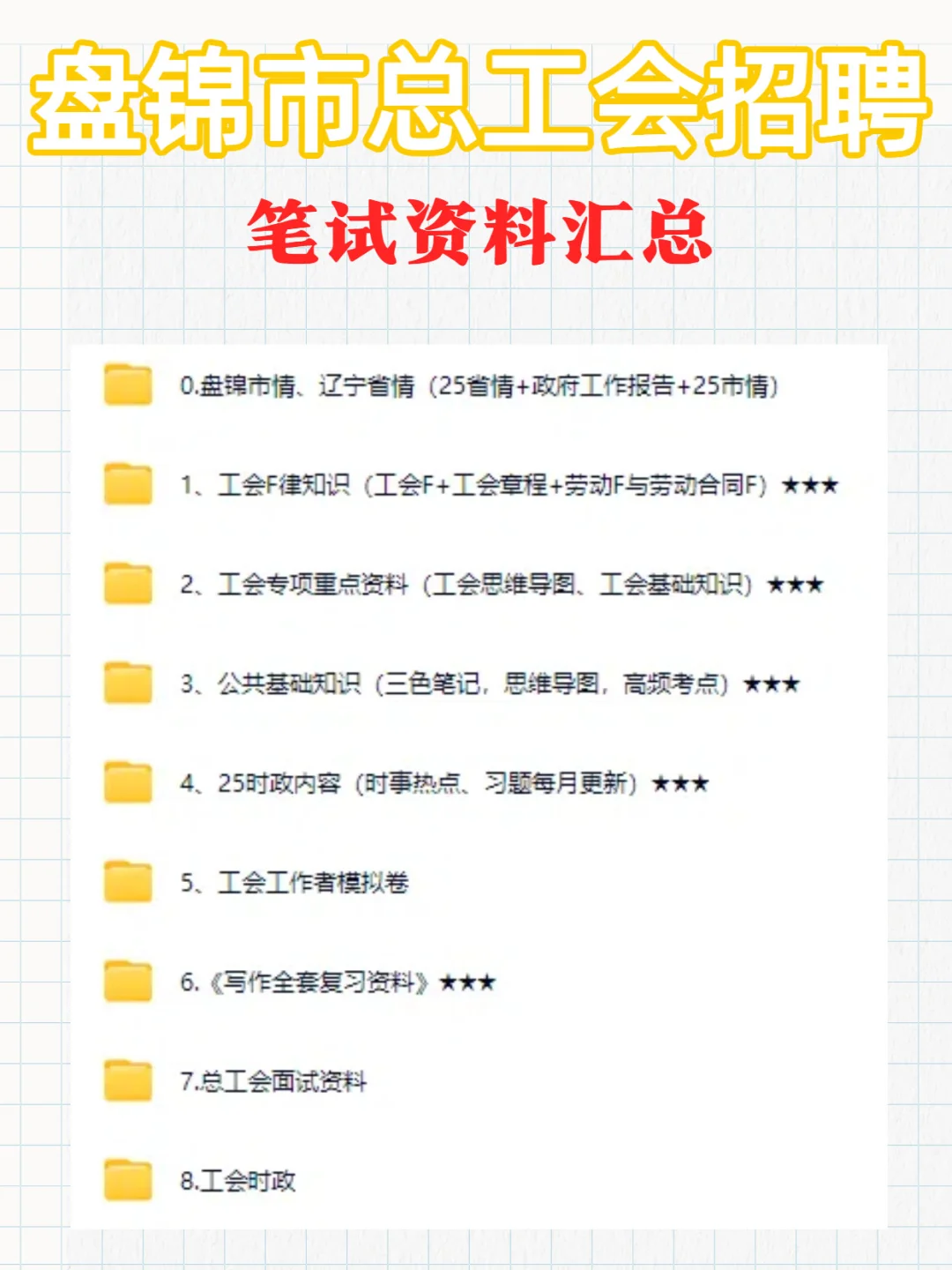 2025盘锦市总工会招聘52人笔试资料奉上