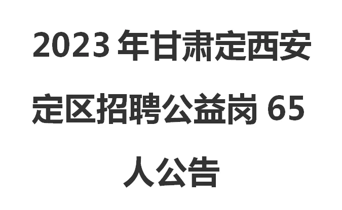 2023年甘肃定西安定区招聘公益岗65人公告
