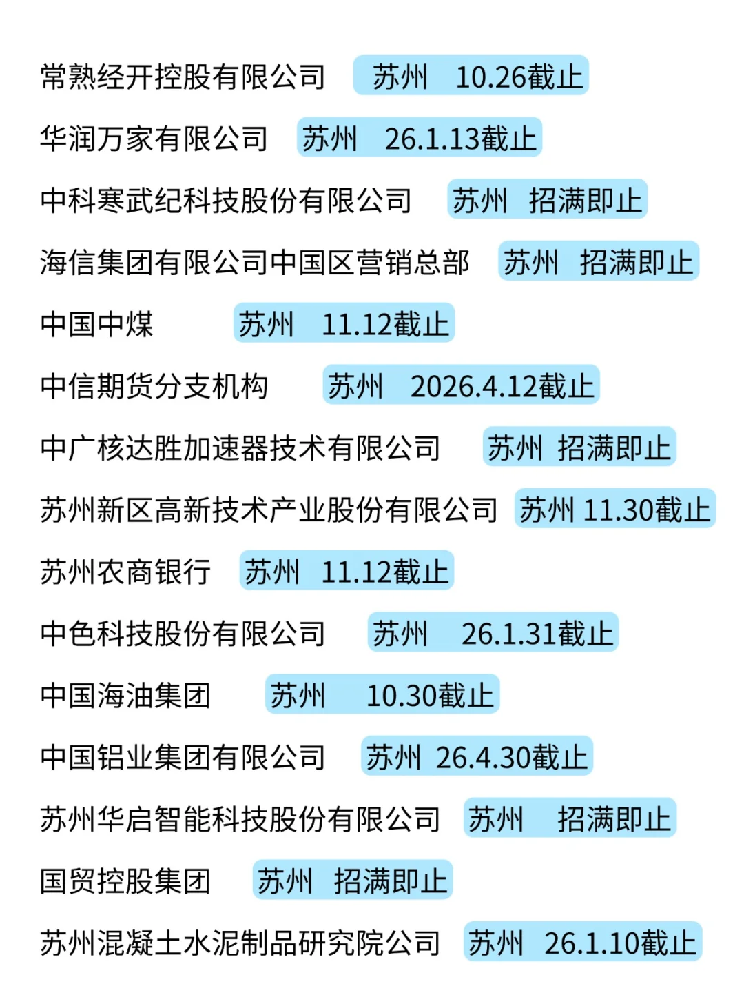 苏州秋招周末才是重头戏！直接照着投
