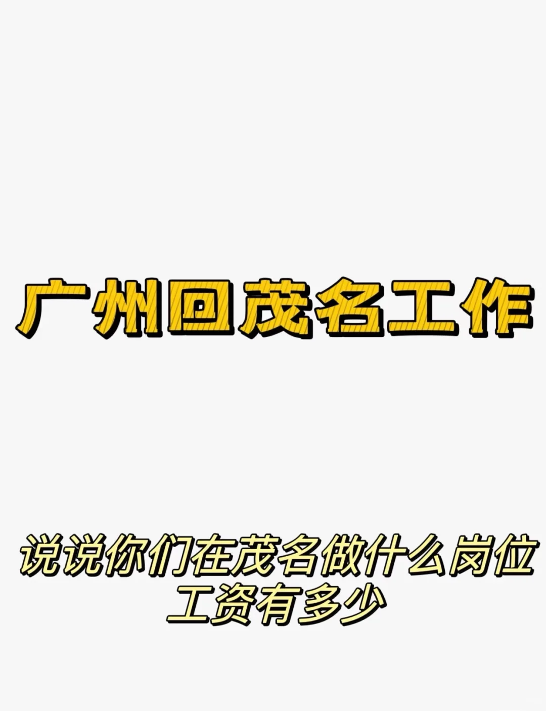 广州回茂名发展，说说你们的工作