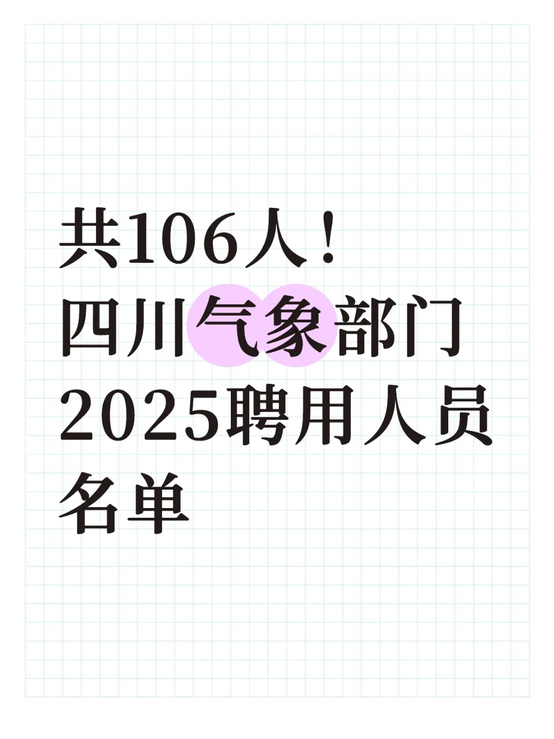 共106人！四川气象部门2025聘用人员名单