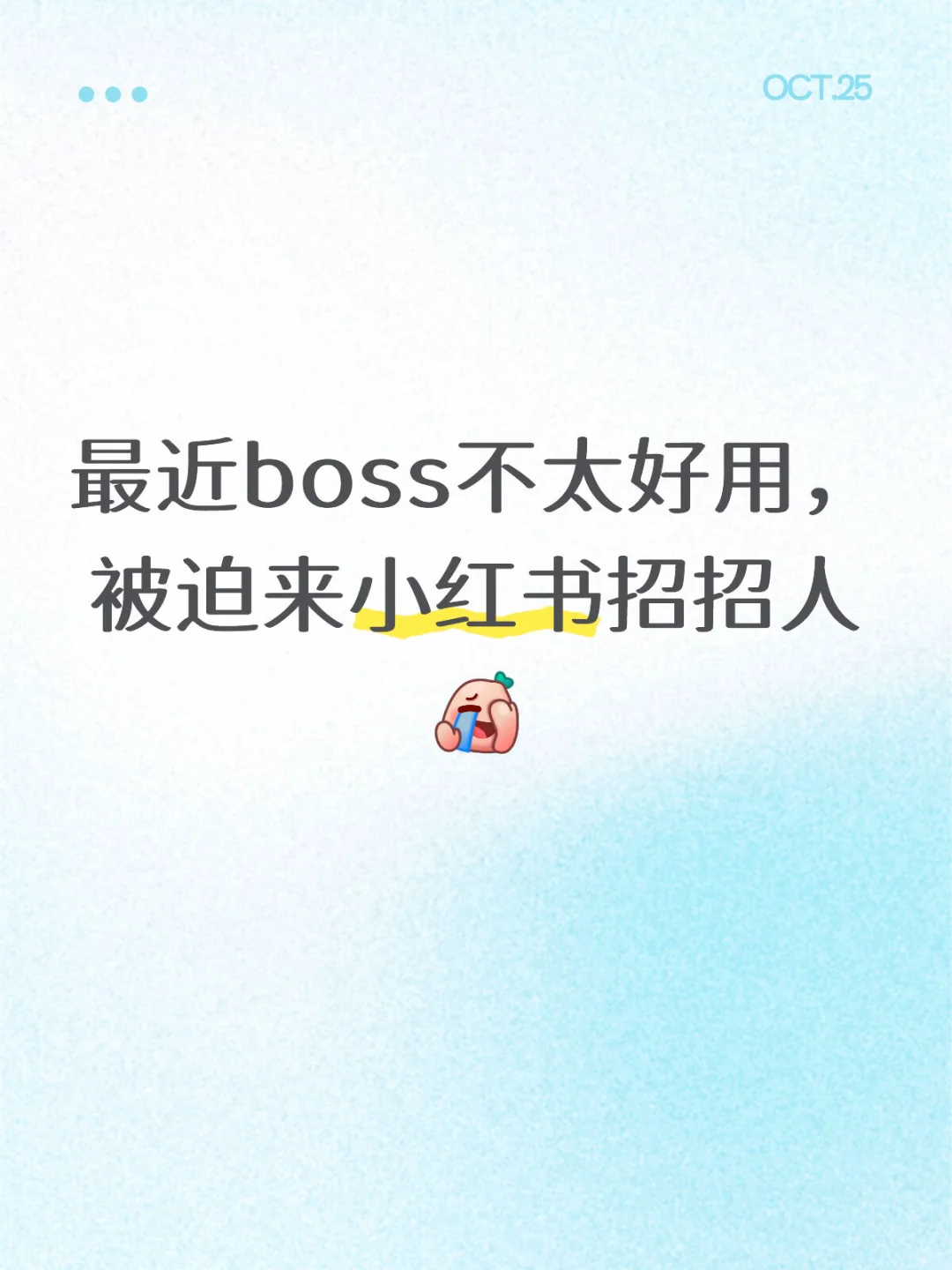 最近boss不太好用，被迫来小红书招招人[捂脸