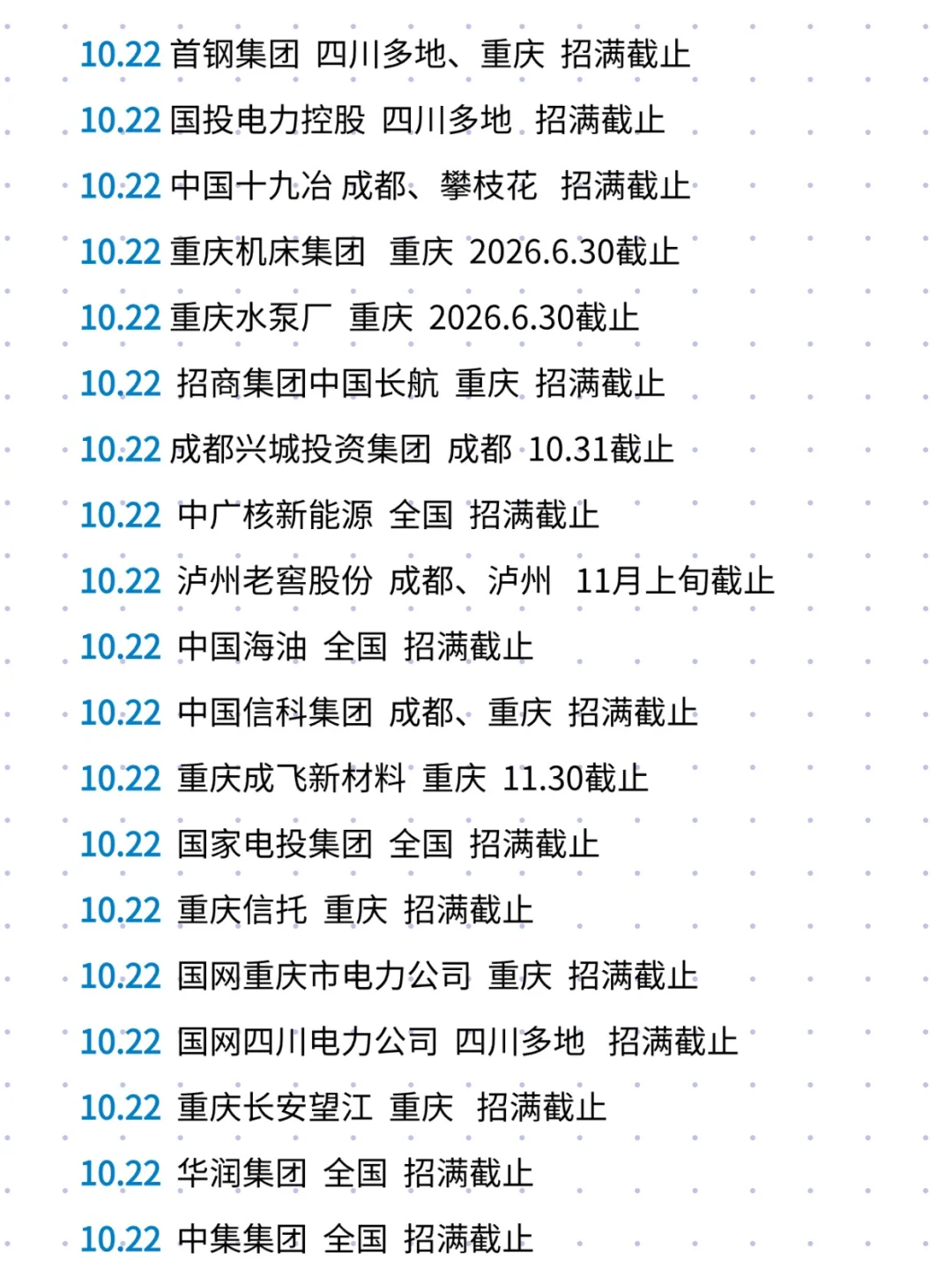 10.22 最近开的川渝秋招二批 绝了！