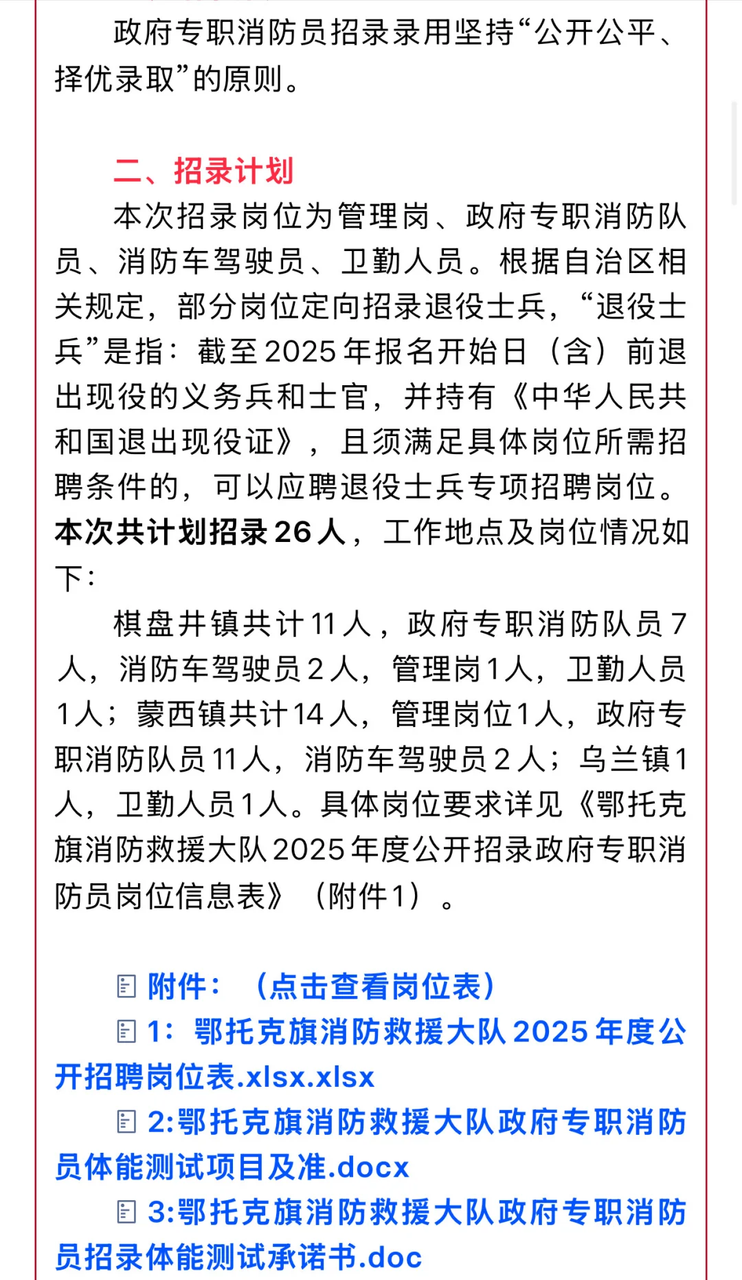 消防救援大队2025年公开招录