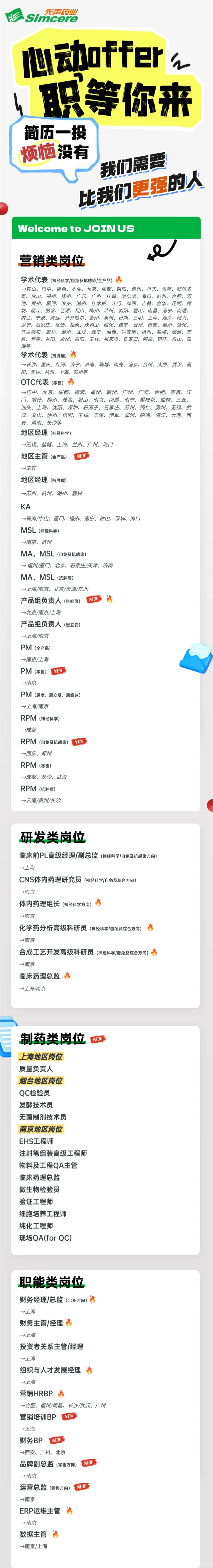 社招-先声药业2025年10月招聘