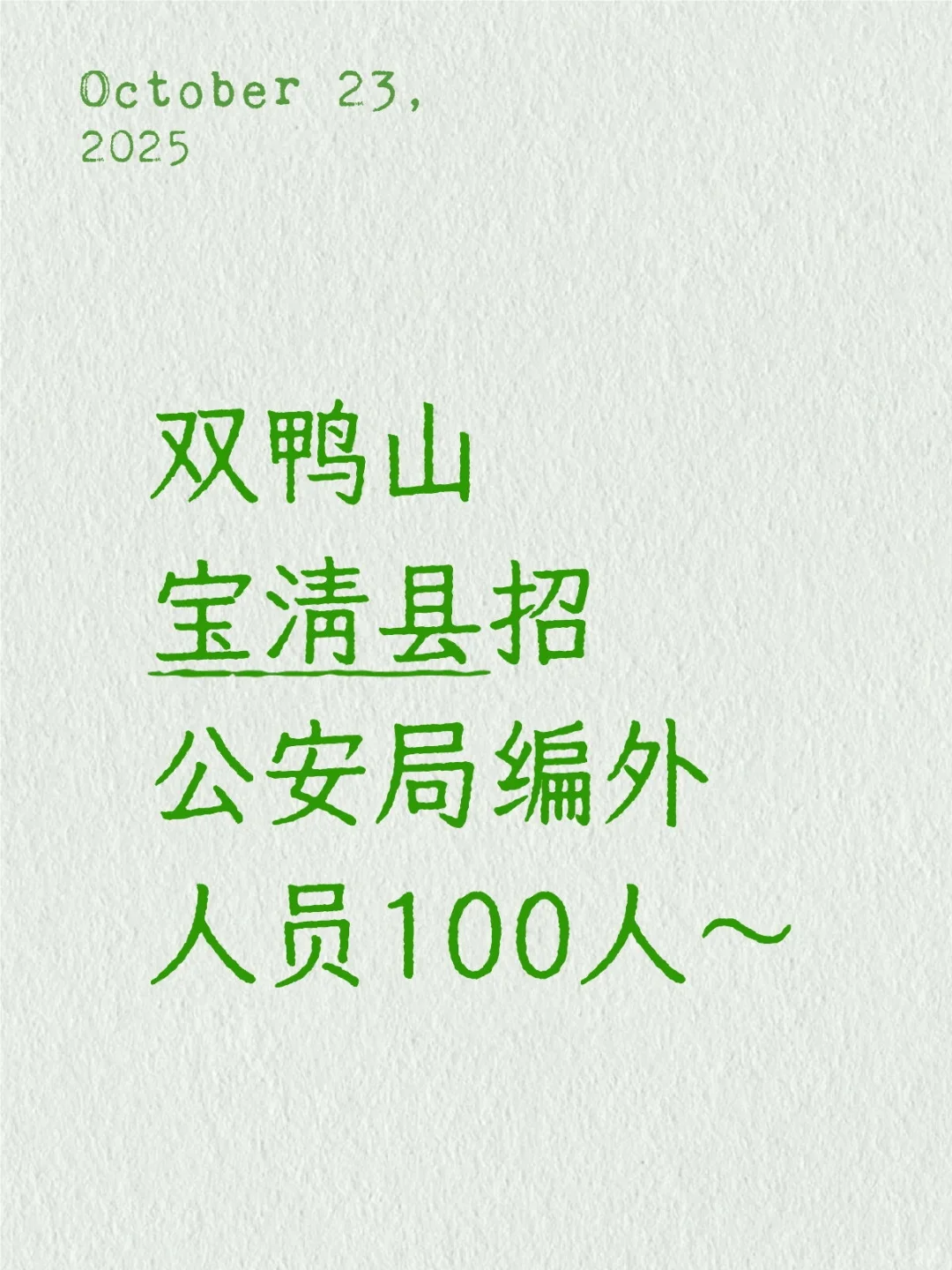 双鸭山宝清县招公安局编外人员100人