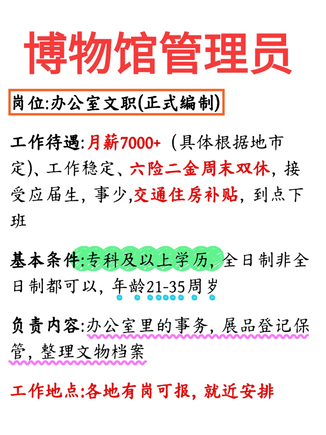 博物馆！！稳定清闲，大专起报