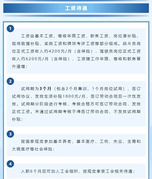 岳阳招25人消防员：6200元/月，休8天！高中