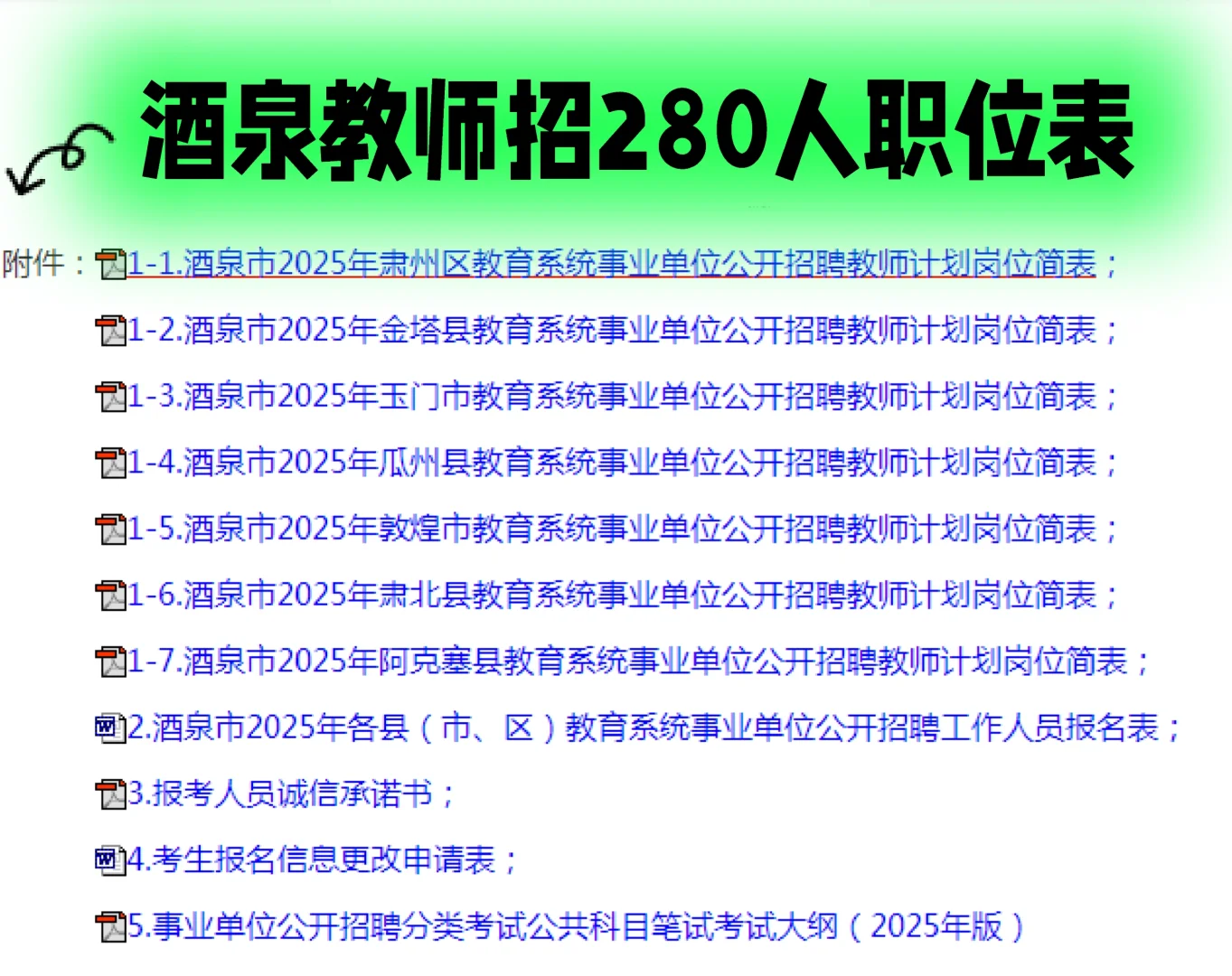 酒泉教师招280人，今日开始报名