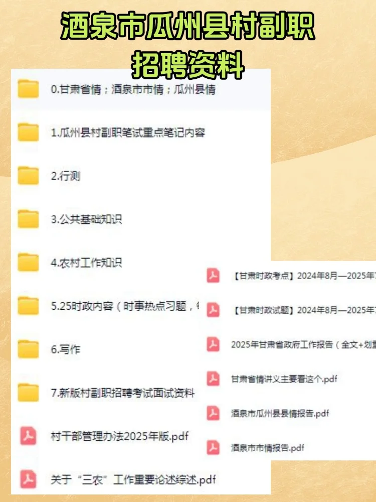 2025酒泉瓜州县村副职干部招聘考试资料攻略