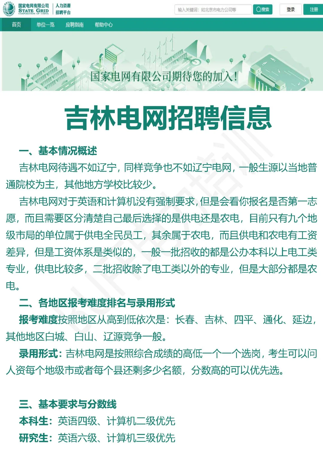 吉林电网招聘信息