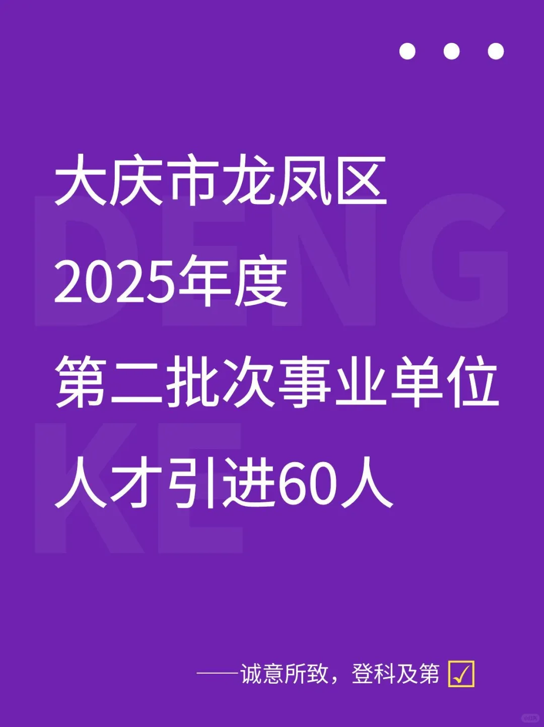 2025大庆龙凤区人才引进60人，仅面试！